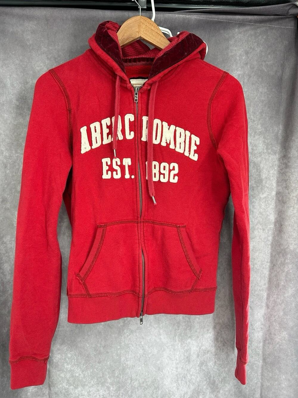 Abercrombie & Fitch New York 1892 Full Zip Hoodie Large Red
